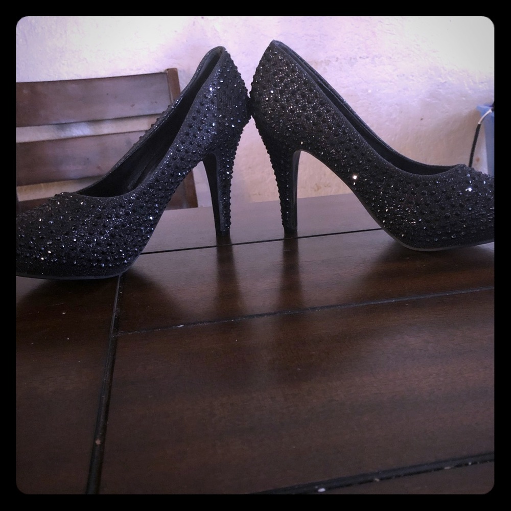 Black Rhinestone high heels
